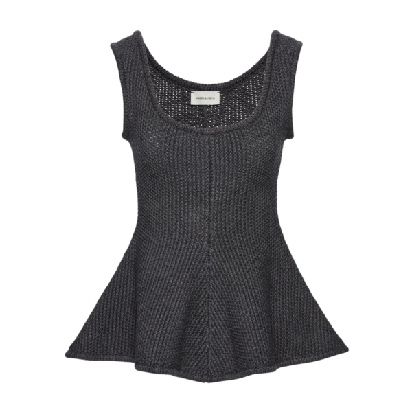 Magda Butrym Sleeveless cotton and linen peplum top in grey