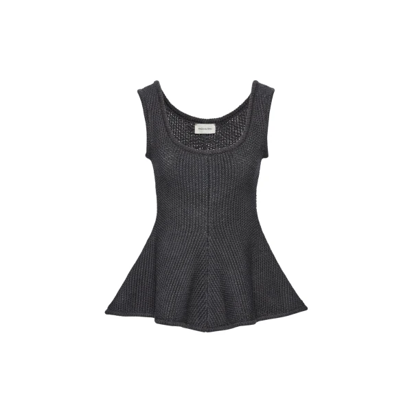 Magda Butrym Sleeveless cotton and linen peplum top in grey