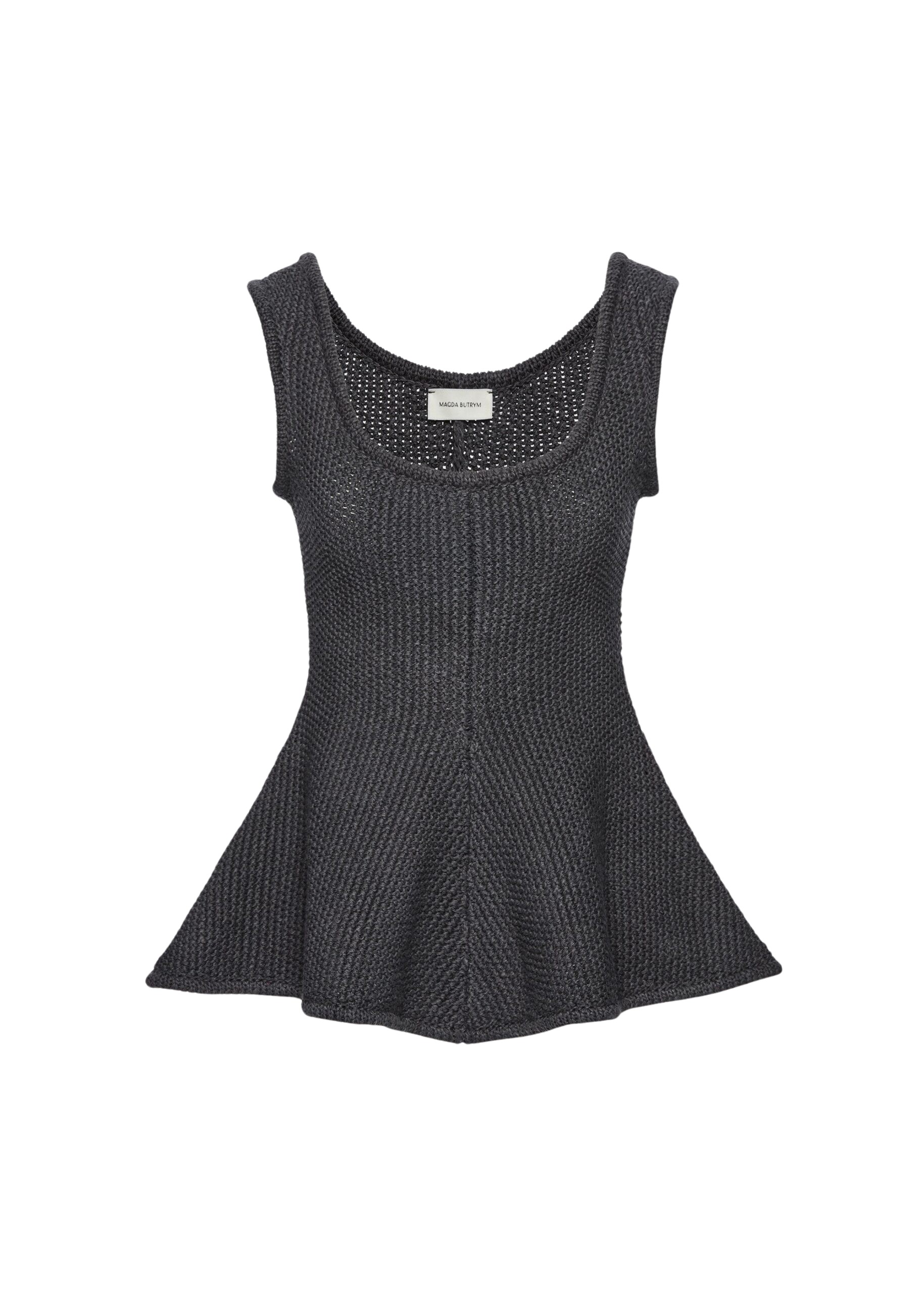 Magda Butrym Sleeveless cotton and linen peplum top in grey