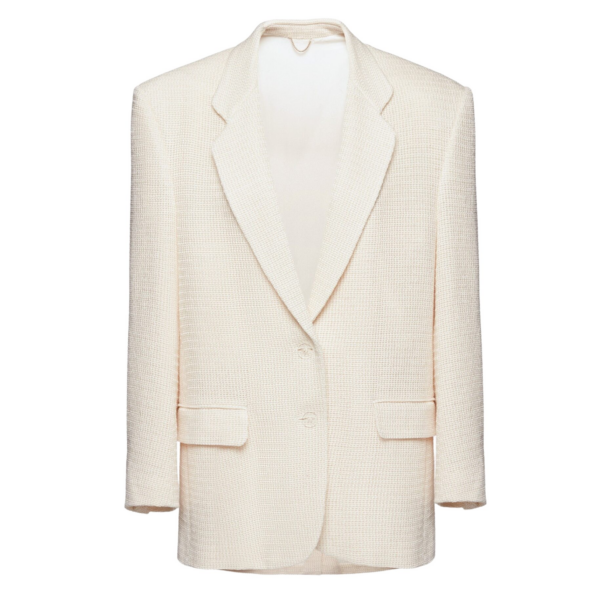 Magda Butrym Tailored oversized handwoven blazer in cream