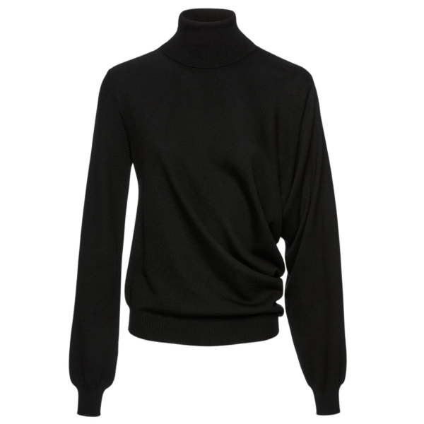 Magda Butrym Wool draped turtleneck in black
