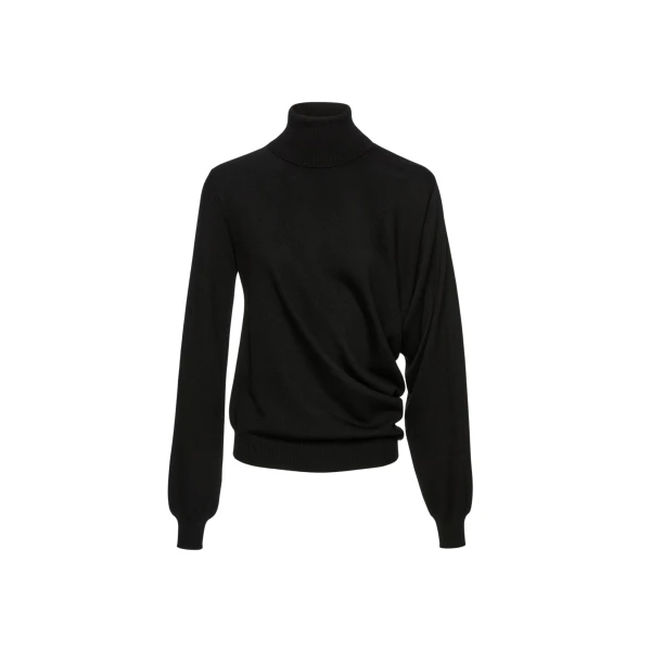 Magda Butrym Wool draped turtleneck in black