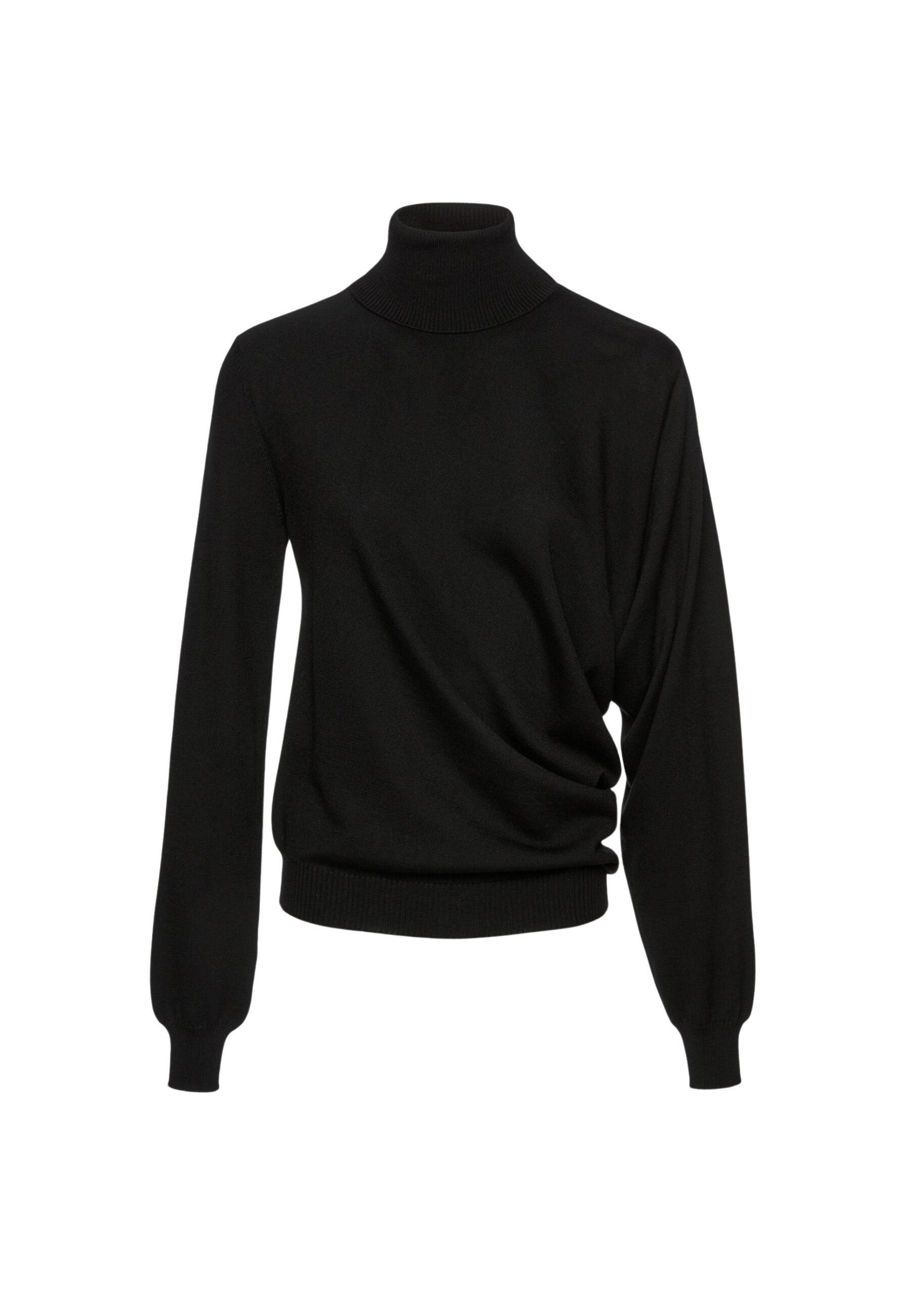 Magda Butrym Wool draped turtleneck in black