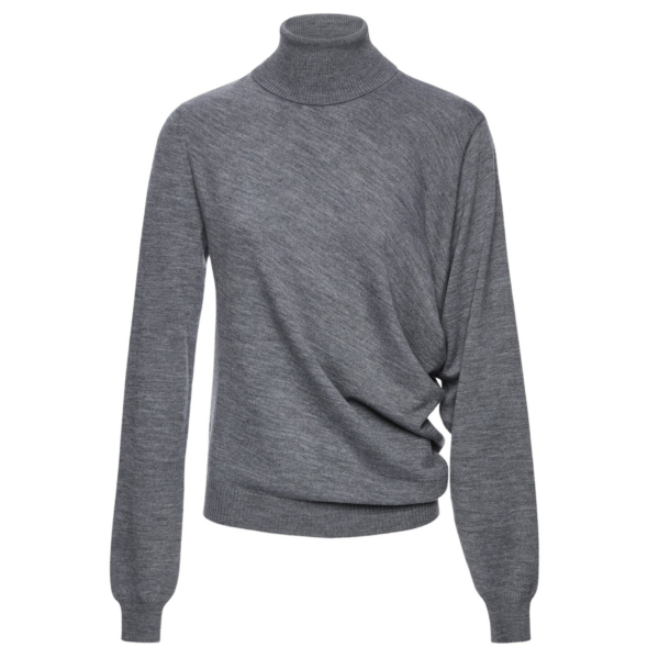 Magda Butrym Wool draped turtleneck in grey