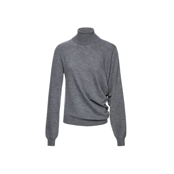 Magda Butrym Wool draped turtleneck in grey