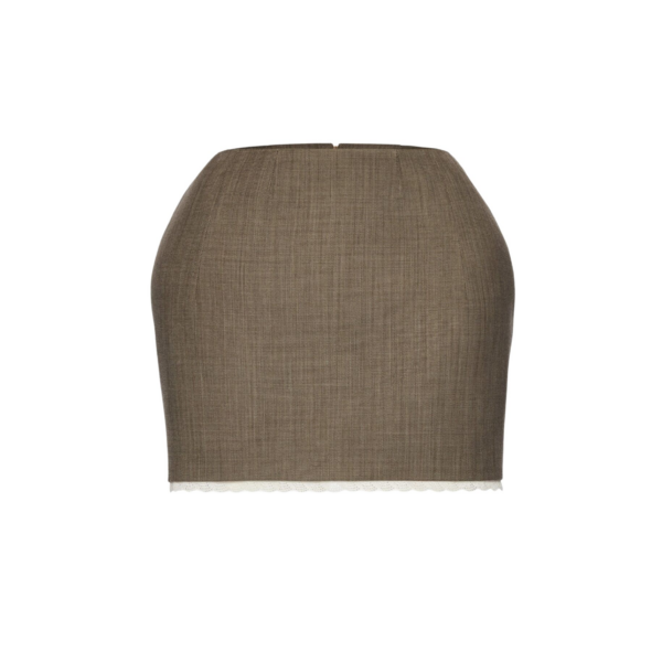 Magda Butrym Wool mini skirt with lace trim in beige