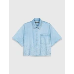 Maje Denim Shirt Parisian Accessible Luxury Clothing at Coveti