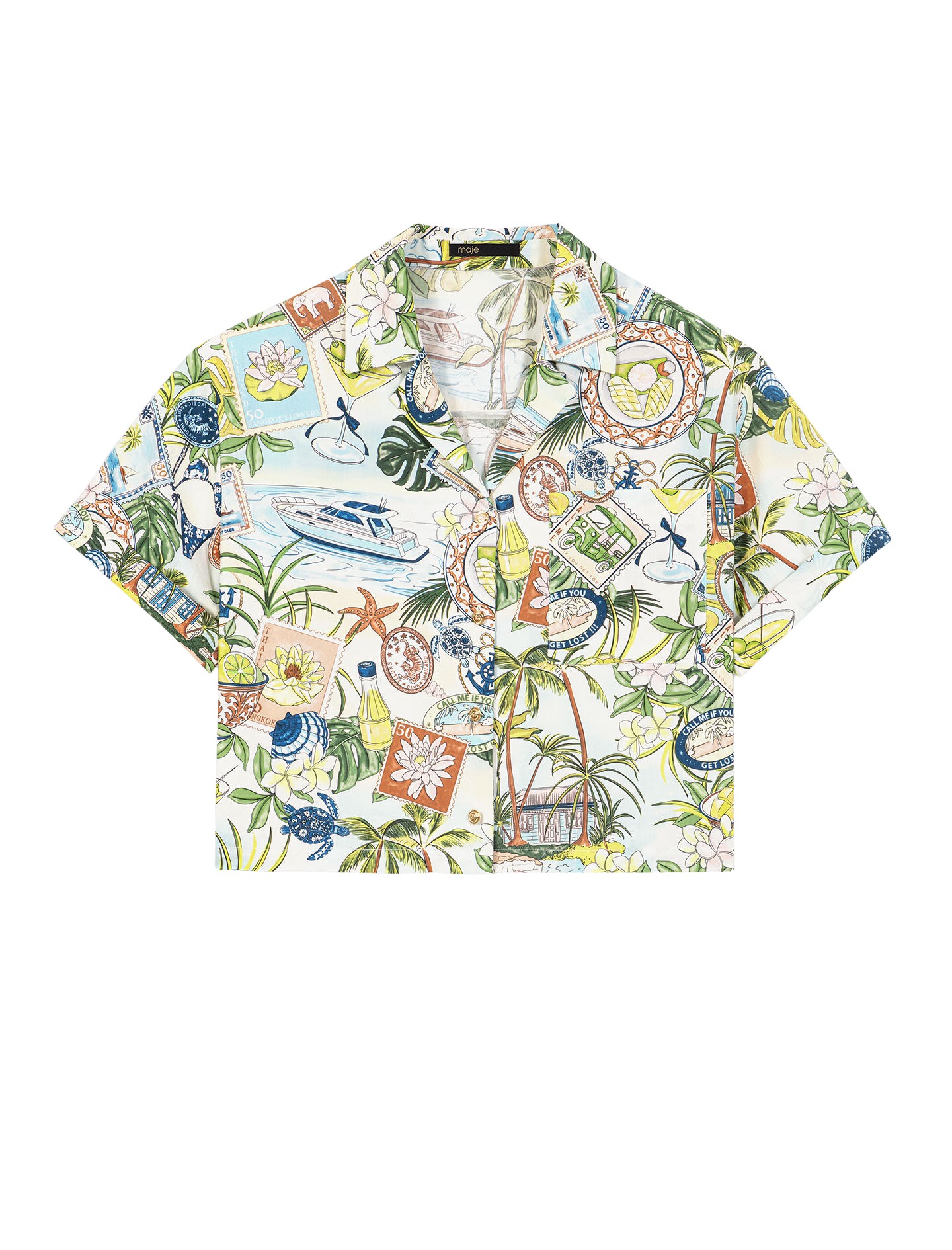 Maje-Patterned-Cropped-Shirt37337_nobg Maje Shirt Parisian Accessible Luxury Clothing at Coveti