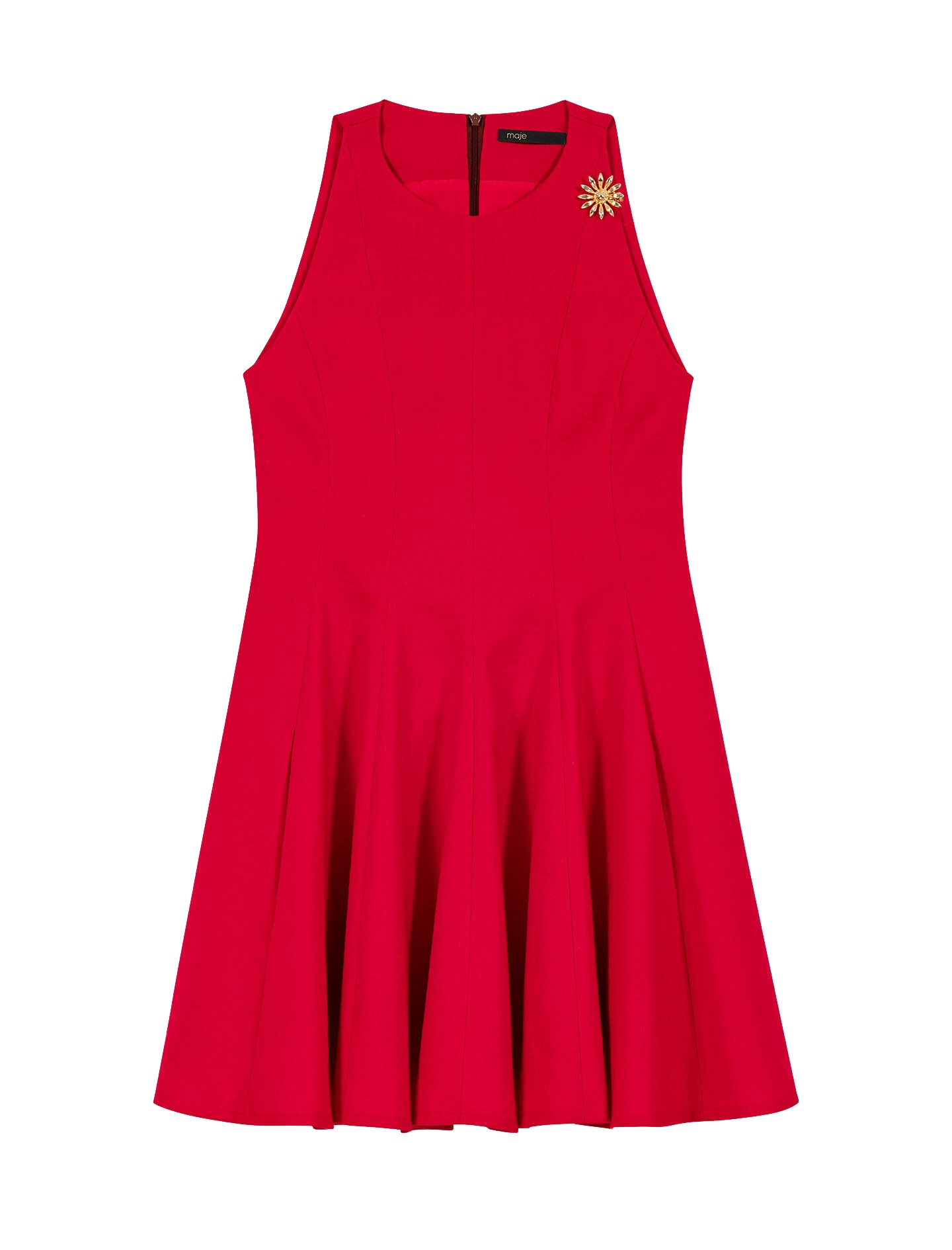 Maje-Short-Flared-Linen-Blend-Dress24464_nobg Maje Dress Parisian Accessible Luxury Clothing at Coveti