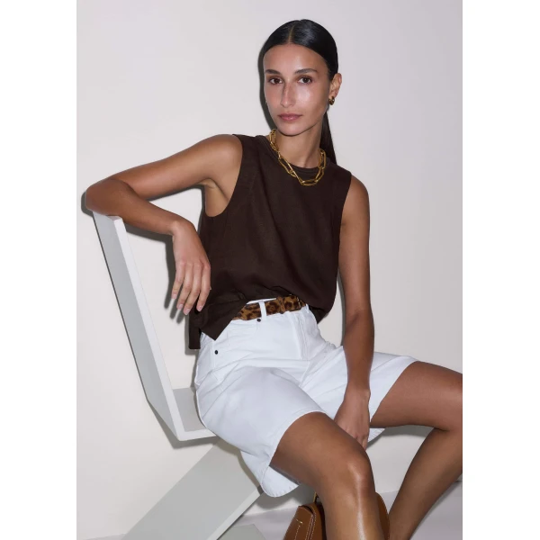 Me and Em Crochet Trim Crop Top
Crease-Less Linen Top, view 6