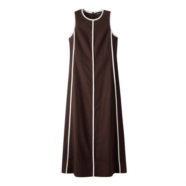 Effortless Maxi Dress Crease-Less Linen in Chocolate