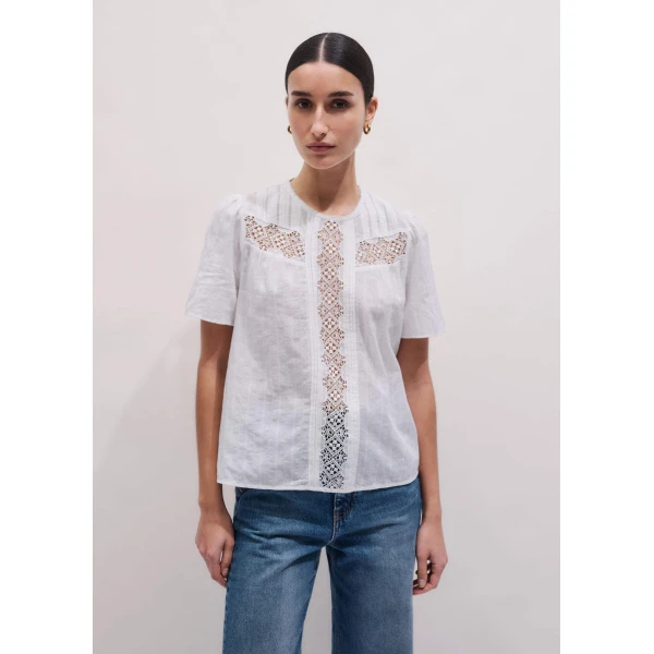 Me and Em Embroidered Cutout Tee
Cotton Voile Top, view 3