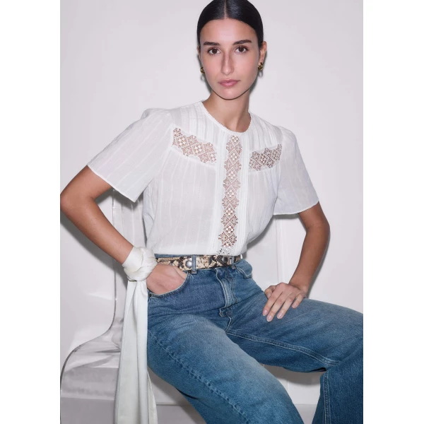 Me and Em Embroidered Cutout Tee
Cotton Voile Top, view 6