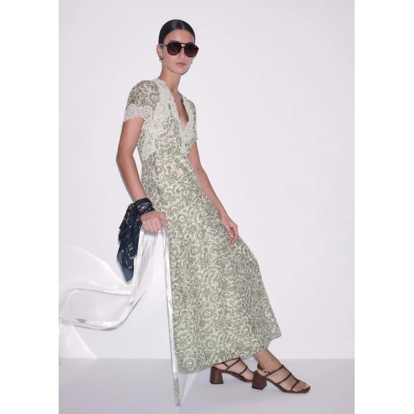 Me and Em Lace Trim Maxi Dress
Silk + Cotton Dress, view 2