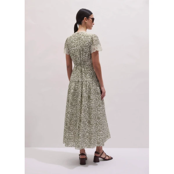 Me and Em Lace Trim Maxi Dress
Silk + Cotton Dress, view 3