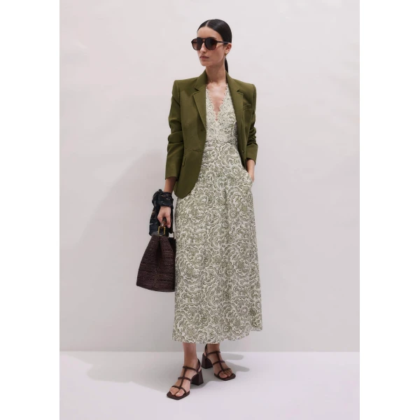 Me and Em Lace Trim Maxi Dress
Silk + Cotton Dress, view 4