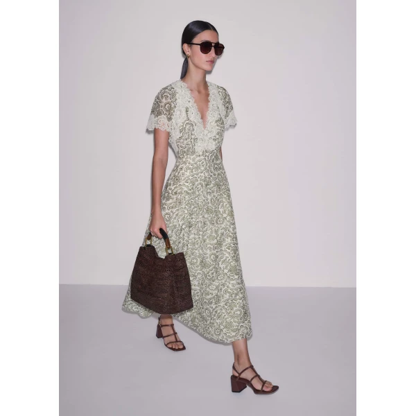 Me and Em Lace Trim Maxi Dress
Silk + Cotton Dress, view 6