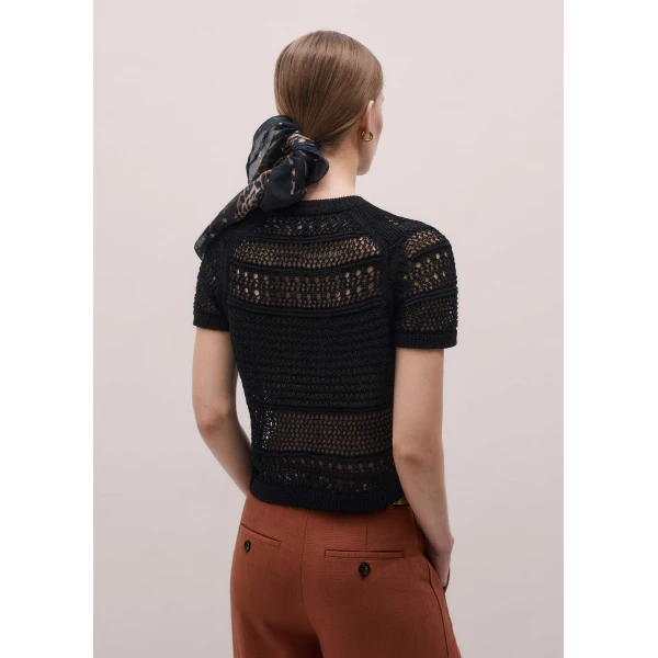 Me and Em Open-Stitch Baby Tee
Textured Sheer Knit, view 3