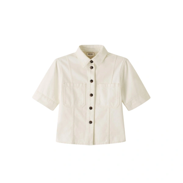 Paneled Shirt Lightweight Denim in White