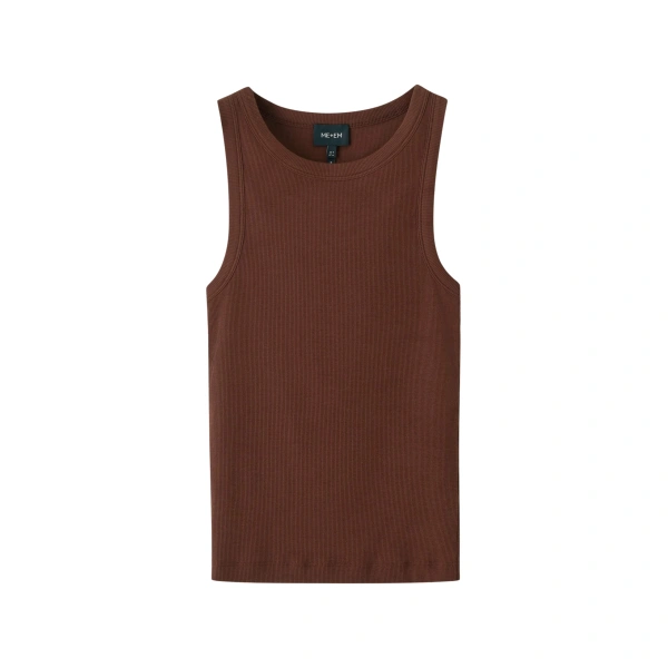 Perfect Basic Tank Cotton Rib Jersey in Brown