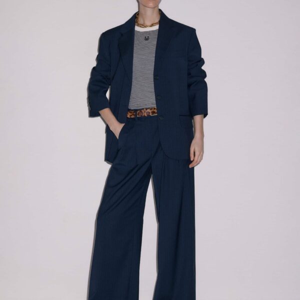 Pinstripe Wool Blend - Pants - Intelligent British Fashion at Coveti
