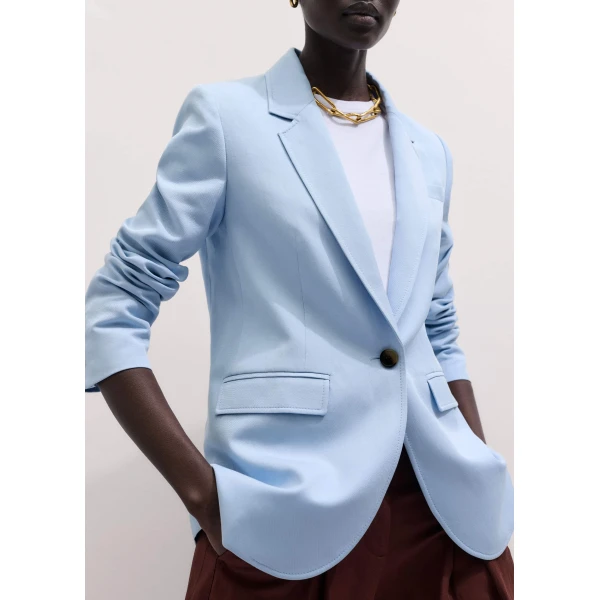 Me and Em Sharp Shoulder Blazer
Italian Linen Blend Jacket, view 6