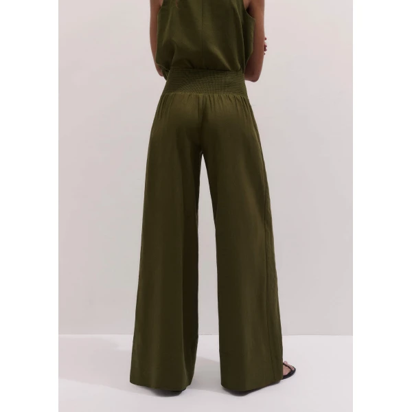 Me and Em Shirred Wide Pant
Crease-Less Linen, view 3