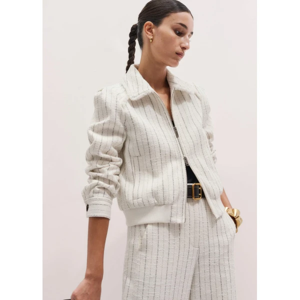 Me and Em Stripe Bomber Jacket
Italian Tweed Jacket, view 6