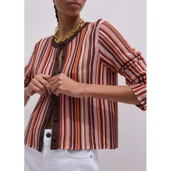 Me and Em Stripe Cardigan
Metallic Stripe Knit, view 5