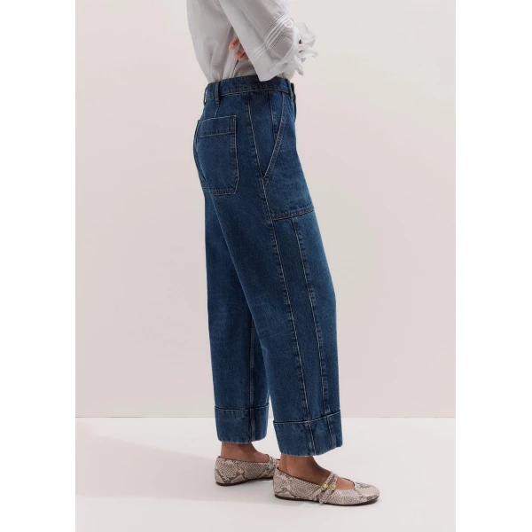 Me and Em Turn-Up Straight Jean
Midweight Denim, view 2