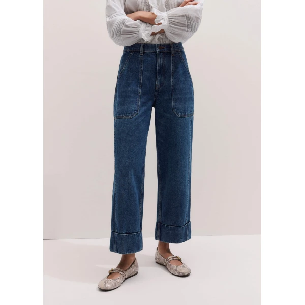Me and Em Turn-Up Straight Jean
Midweight Denim, view 4