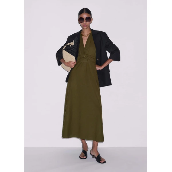 Me and Em Twist Front Maxi Dress
Crease-Less Linen Dress, view 4