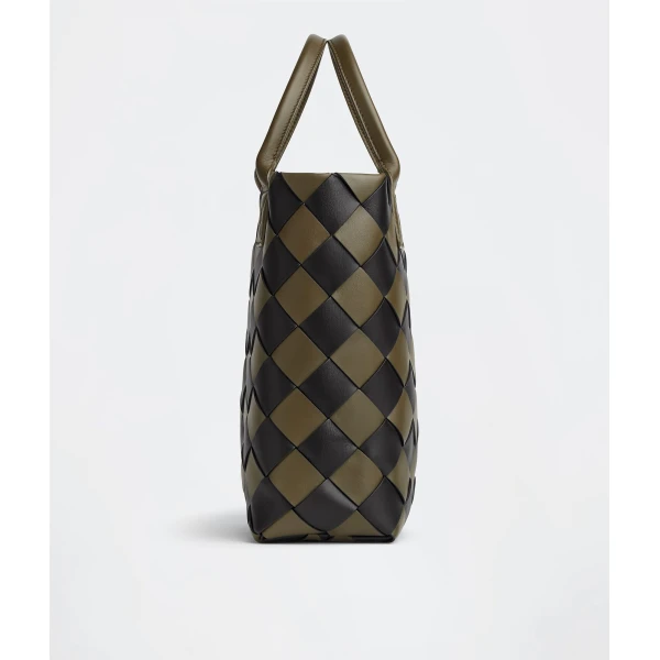 Khaite Maxi Intreccio Tote in Mustard/black - Multicolour Totes & Top-Handle Bags - The Lotus Tote Bag - Shop at Coveti