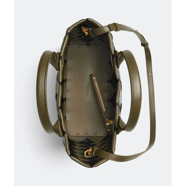 Khaite Maxi Intreccio Tote in Mustard/black - Multicolour Totes & Top-Handle Bags - The Lotus Tote Bag - Shop at Coveti