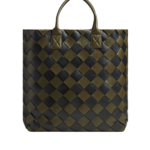 Khaite Maxi Intreccio Tote in Mustard/black - Multicolour Totes & Top-Handle Bags - The Lotus Tote Bag - Shop at Coveti