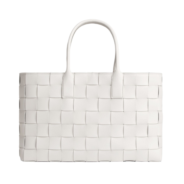 Khaite Maxi Intreccio Tote in White/black - Multicolour Totes & Top-Handle Bags - The Lotus Tote Bag - Shop at Coveti