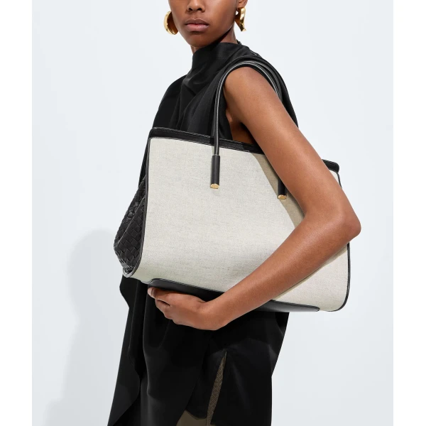Khaite Women's Barbara Tote in Natural/espresso - Multicolour Totes & Top-Handle Bags - The Lotus Tote Bag - Shop at Coveti