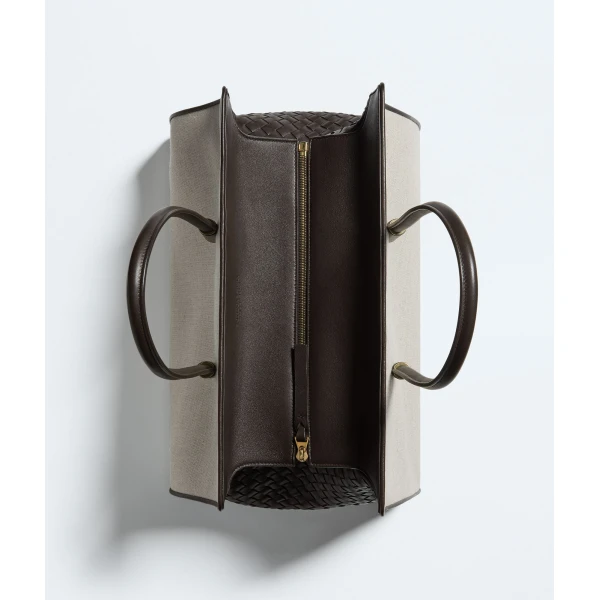 Khaite Women's Barbara Tote in Natural/espresso - Multicolour Totes & Top-Handle Bags - The Lotus Tote Bag - Shop at Coveti