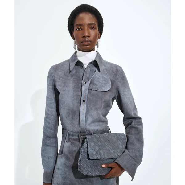 Khaite Women's Giorno in Cloudy indigo/gravel - Multicolour Shoulder & Crossbody Bags - The Lotus Tote Bag - Shop at Coveti