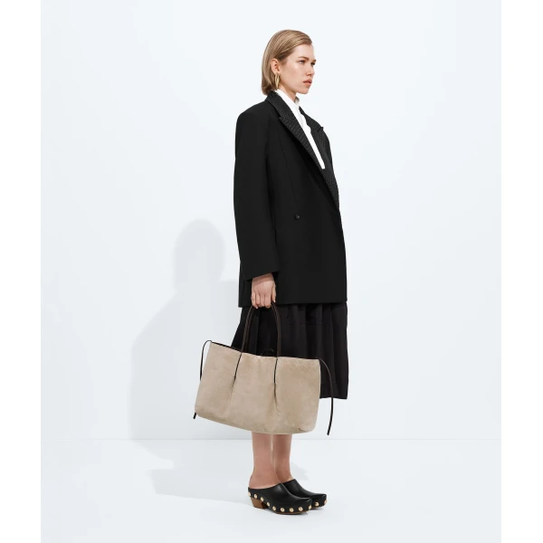 Khaite Women's Large Pinacoteca in Espresso/ecru - Multicolour Totes & Top-Handle Bags - The Lotus Tote Bag - Shop at Coveti
