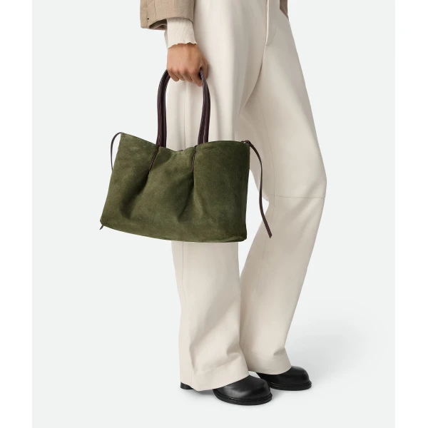 Khaite Women's Pinacoteca in Dark barolo/pickle - Multicolour Totes & Top-Handle Bags - The Lotus Tote Bag - Shop at Coveti