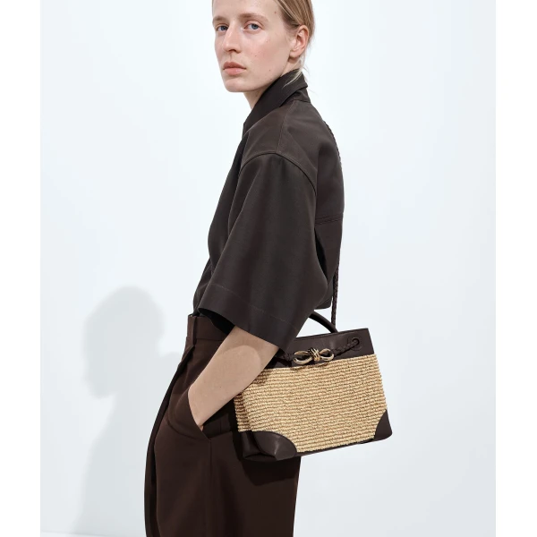 Khaite Women's Small Andiamo in Natural/espresso - Multicolour Totes & Top-Handle Bags - The Lotus Tote Bag - Shop at Coveti