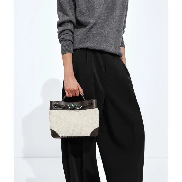 Khaite Women's Small Andiamo in White/espresso - Multicolour Totes & Top-Handle Bags - The Lotus Tote Bag - Shop at Coveti