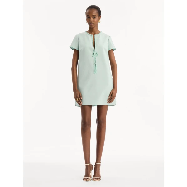 Oscar de la Renta Beaded Bow Detail Shift Dress - Dresses - American Luxury Evening Wear at Coveti