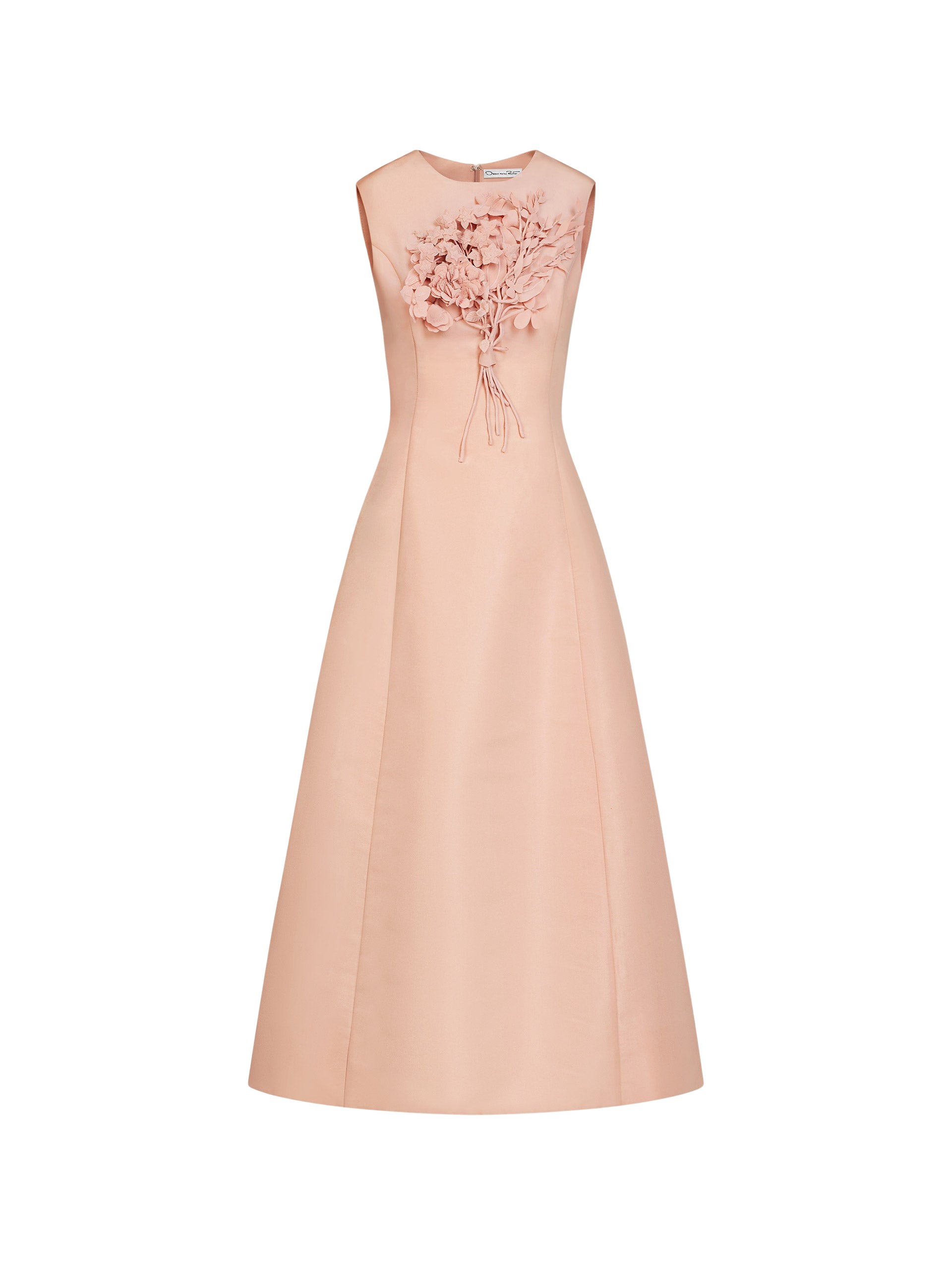 Oscar de la Renta Bouquet Embroidered Cocktail Dress