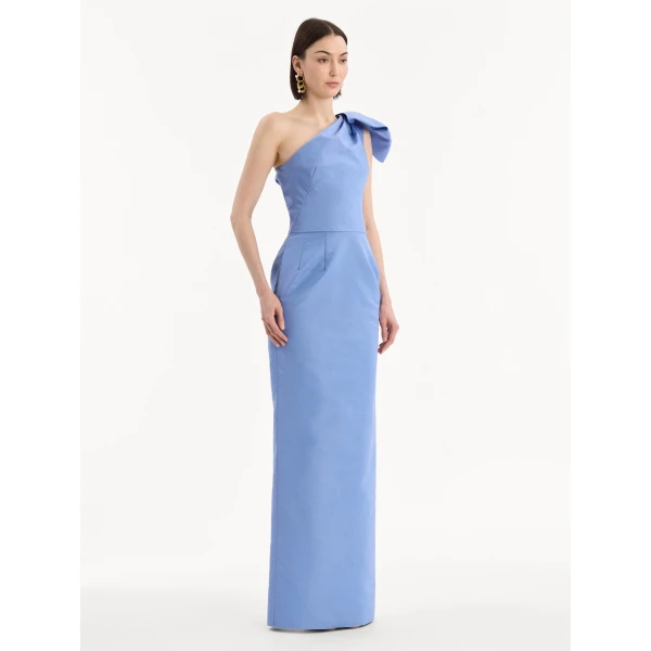 Oscar de la Renta Bow Detail Faille Column Gown - Dresses - American Luxury Evening Wear at Coveti
