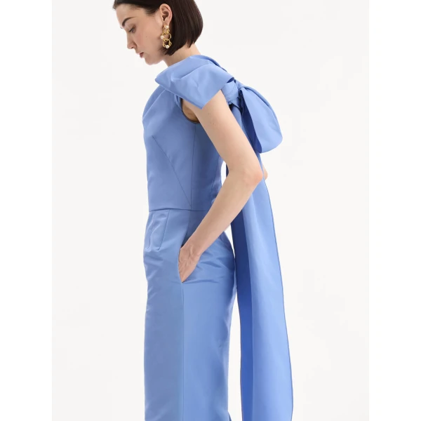 Oscar de la Renta Bow Detail Faille Column Gown - Dresses - American Luxury Evening Wear at Coveti