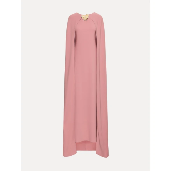 Oscar de la Renta Brooch Embroidered Cape Back Caftan - kimono - American Luxury Evening Wear at Coveti