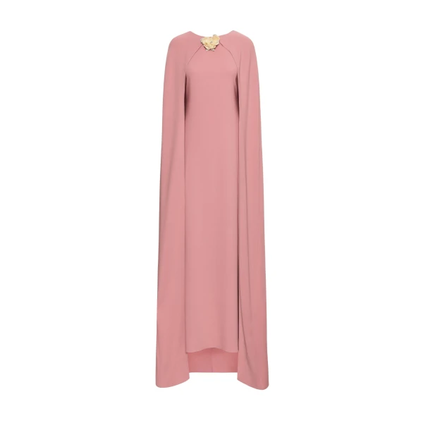 Oscar de la Renta Brooch Embroidered Cape Back Caftan - kimono - American Luxury Evening Wear at Coveti