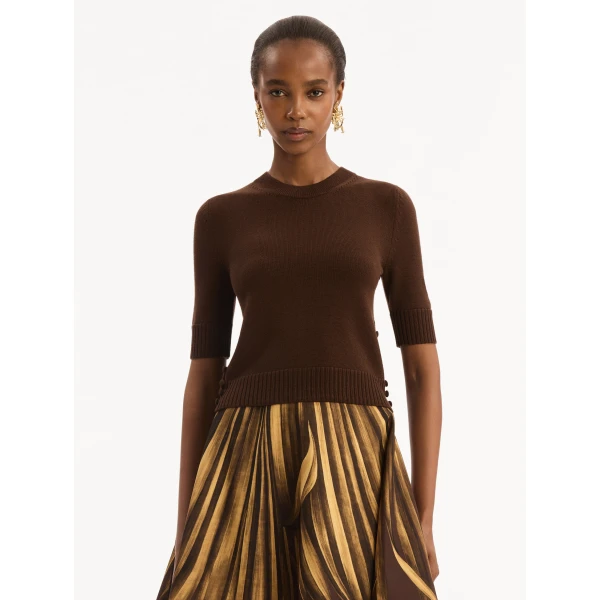 Oscar de la Renta Button Detail Pullover - Knitwear - American Luxury Evening Wear at Coveti
